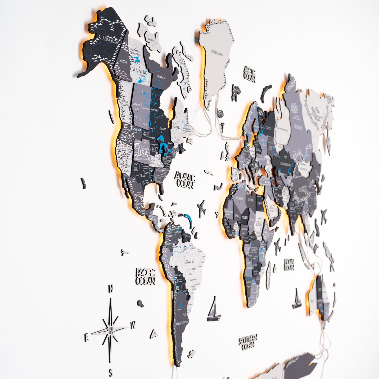 Premium verdenskart i tre som eksklusiv veggdekor til hjem og kontor